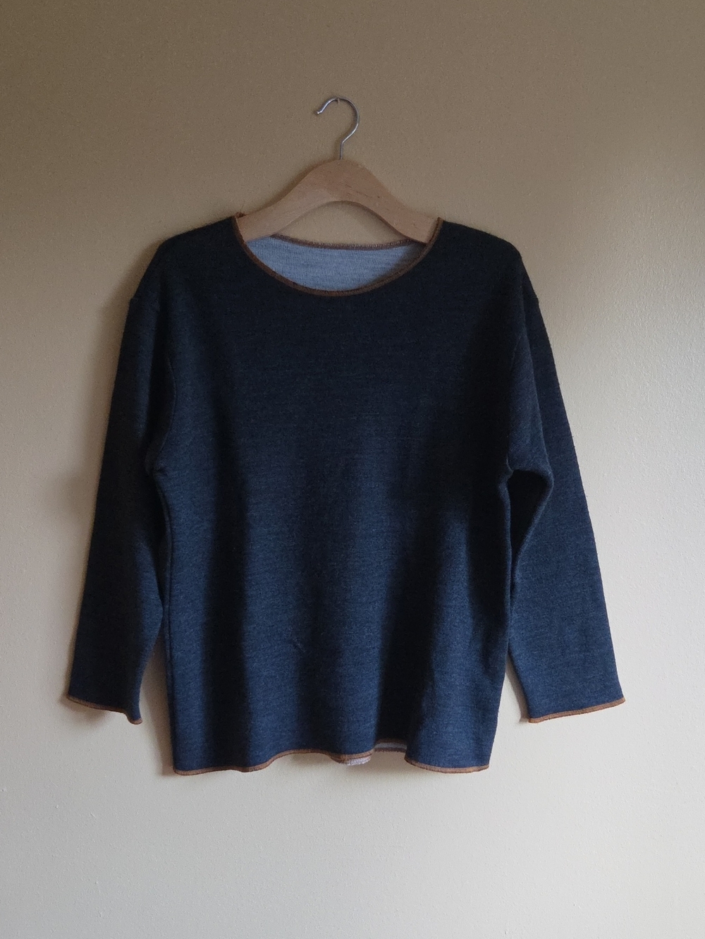 Women’s Charcoal Oversized Sweater with Contrast Trim